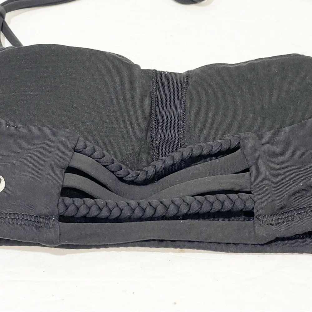 Lululemon Women's Alight Bra Braided Halter Tie Strappy‎ Pink Swim Sports Bra